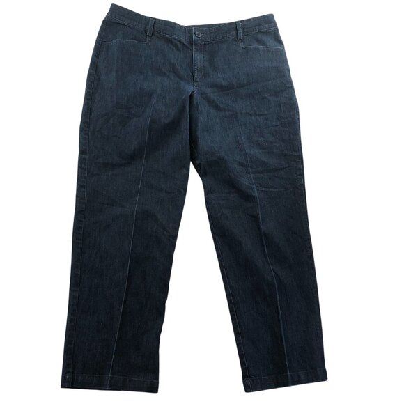 Lee Denim - Lee Womens Jeans Size 16W Blue Dark Denim Relaxed Straight Leg Classic Mid Rise